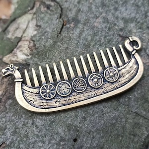 Viking Drakkar beard metal comb | Custom mustache care & beauty