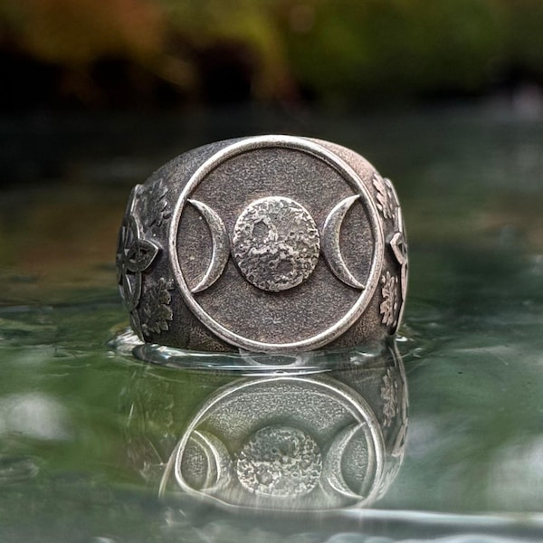Triple Goddess witchy rings Celestial ring Moon jewelry Witch jewelry Astrology gifts
