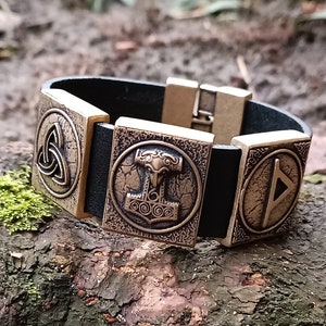 Viking bracelet leather wristband arm wrist cuff jewelry men
