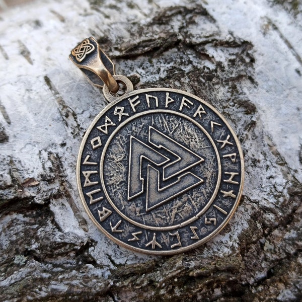 Valknut bronze pendant | Norse necklace | Viking jewelry