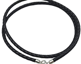 Leather necklace braided cord for pendant necklaces