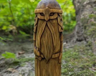 Vidar Norse wooden figurine mythology pagan home decor