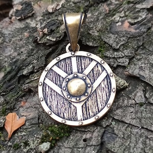 Shield maiden pendant | Viking shield necklace norse jewelry women