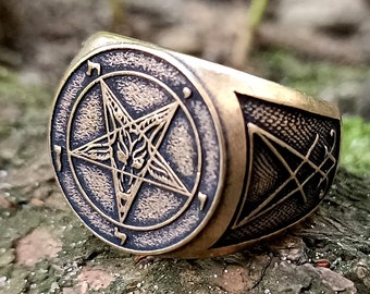 Baphomet sigil ring demon goth occult satanic jewelry