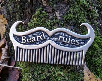 Metal custom beard comb mustache brush hipster gifts