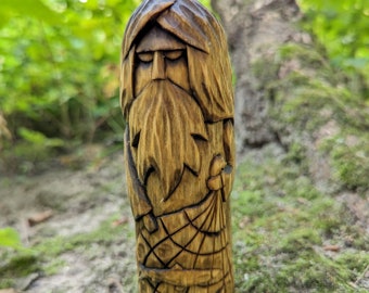 Njord figura de madera estatua pagana nórdica decoración vikinga
