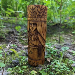 Estatueta de madeira Frigga, estátua pagã nórdica, altar, decoração artística viking