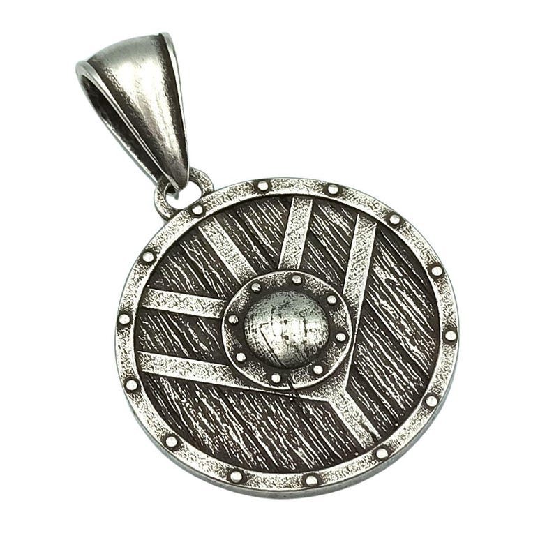 Shield maiden pendant | Viking shield necklace norse jewelry women Silver plating