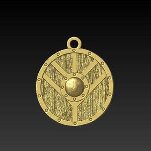 Shield maiden pendant | Viking shield necklace norse jewelry women Gold plated bronze