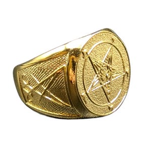 Baphomet Custom Signet Ring Occult Jewelry Goth rings Witchcraft jewelry Gold plated