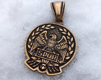Roman eagle Aquila pendant | SPQR necklace