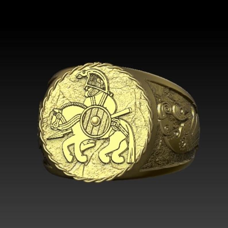 Odin nordic ring Norse pagan Ancient jewelry Viking jewelry signet rings Gold plating