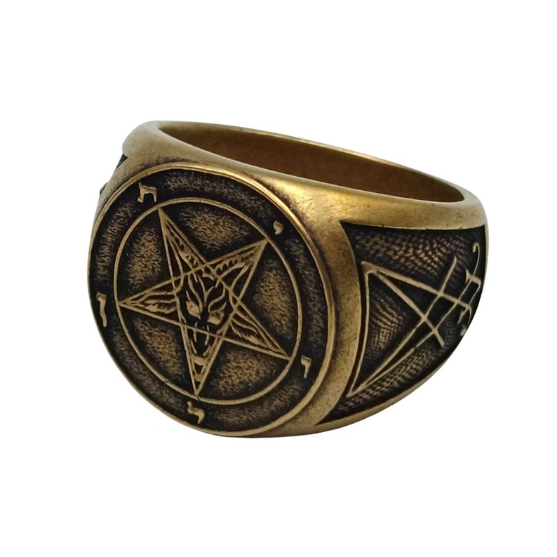 Baphomet Custom Signet Ring Occult Jewelry Goth rings Witchcraft jewelry Bronze