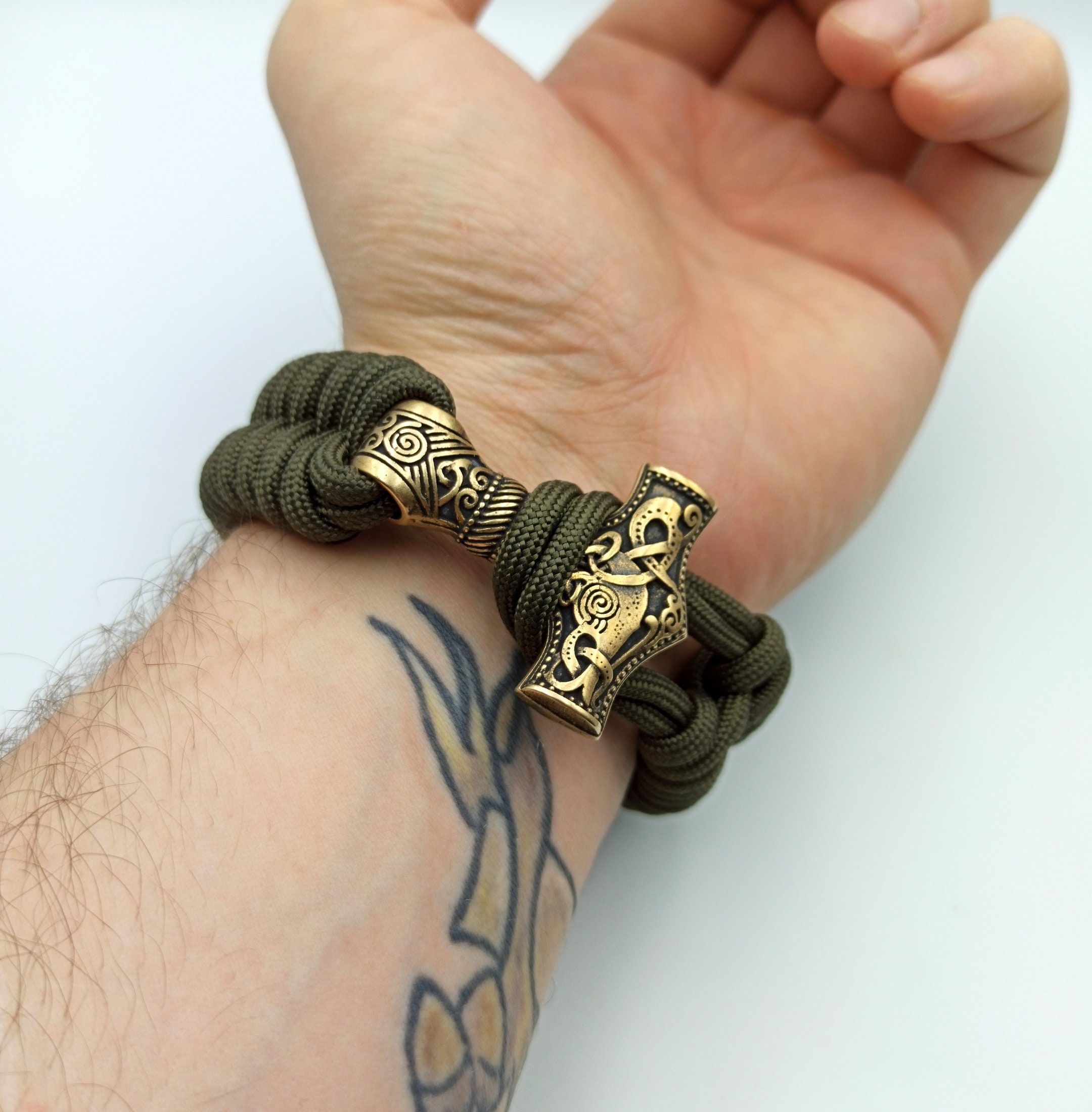 Mjolnir replica paracord bracelet Viking style jewelry men Etsy