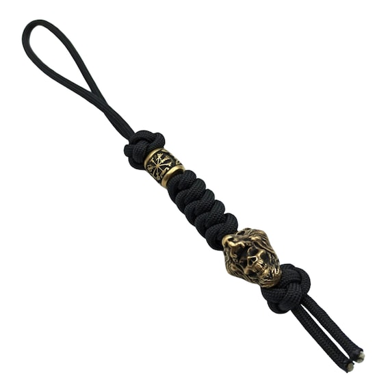 Paracord keychain Berserker skull bead knife lanyard Viking jewelry key fob keychain mens gift