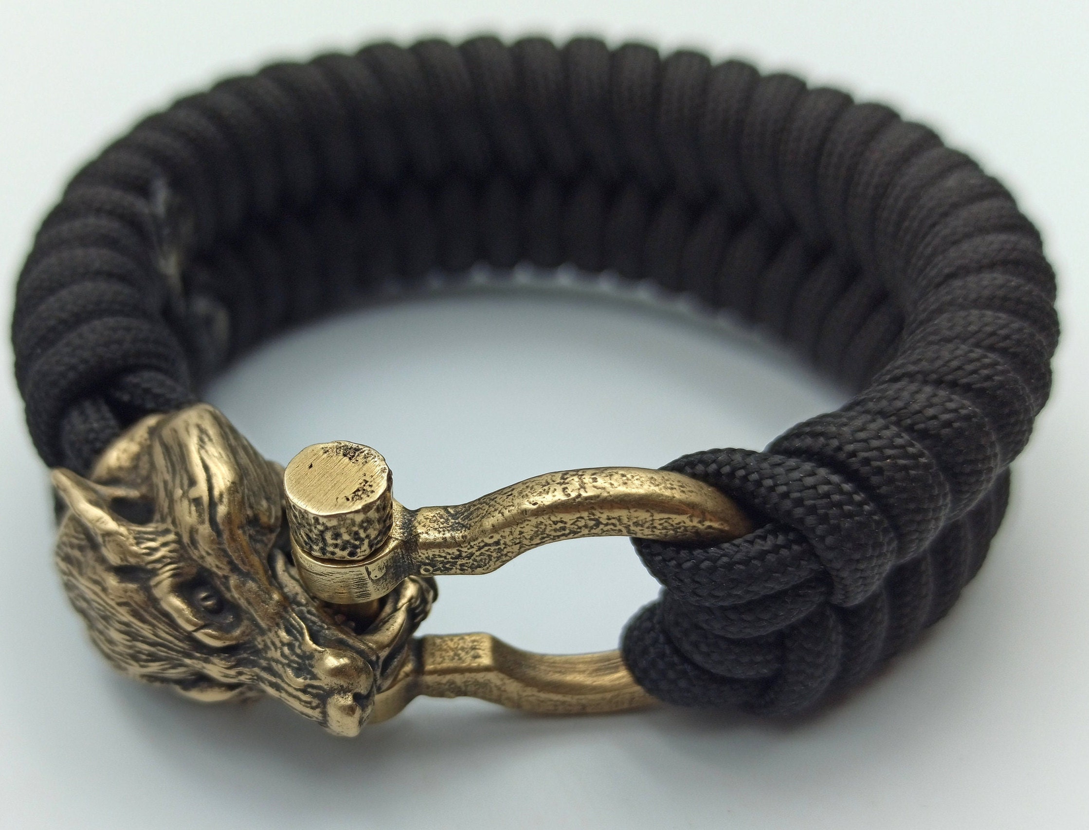 Bear head shackle, custom clasp for paracord bracelet