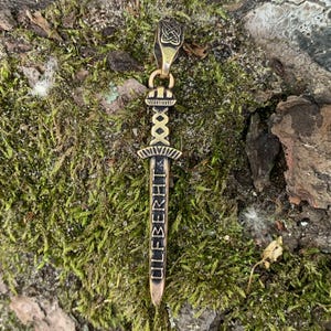Ulfberht Sword Pendant Viking Necklace Norse Warrior Amulet Handmade Historical Talisman