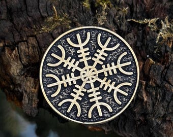 Helm of Awe Challenge coins EDC fantasy coin Viking gifts Norse Mythology Art