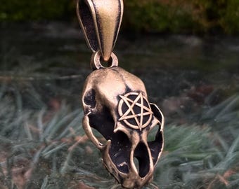 Cat skull necklace Witchy jewelry Halloween necklace Goth Gifts