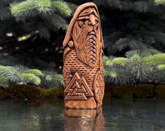 Figura de madera de Odín, decoración pagana nórdica, escultura de madera, regalos vikingos
