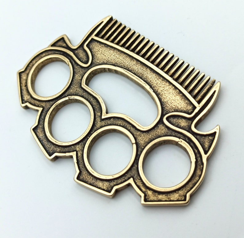 Brass Knuckles Beard Mustache Comb Custom Metal Comb Care Etsy