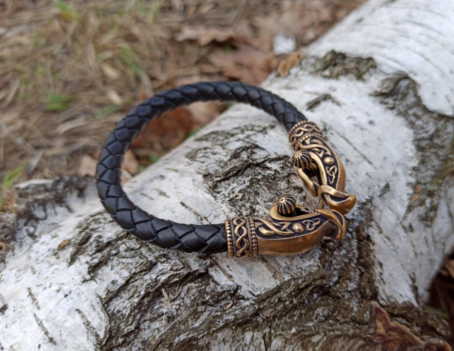 Viking Dragon Leather Bracelet Norse Warrior Wristband Etsy