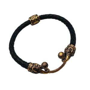 Viking leather bracelet norse wristband runes jewelry