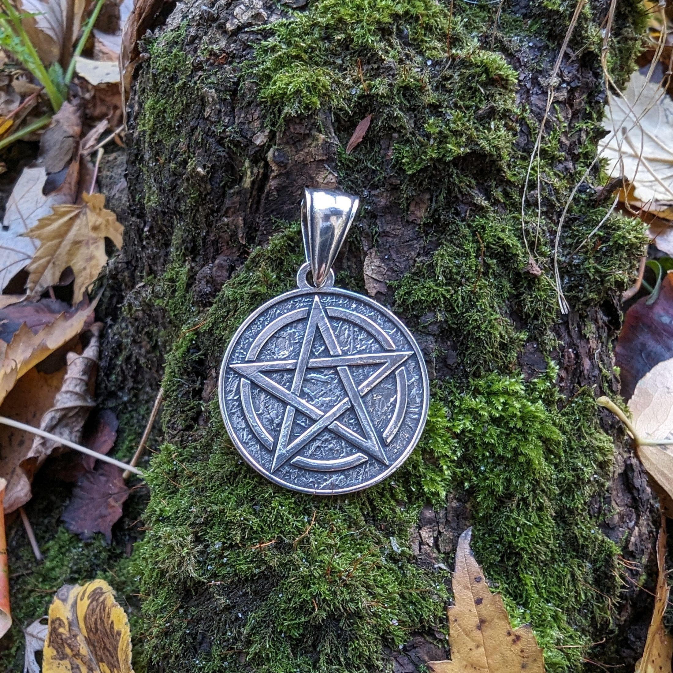 Collier Pendentif Pentagramme Inversé 2ème Degré En Argent Sterling 925 - Longueur 46 Cm, Style Wicca/sorcière, Neuf Avec étiquettes