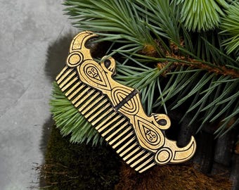 Norse raven Viking beard comb Viking gifts for him Nordic jewelry