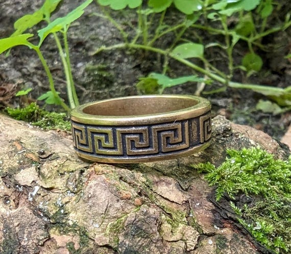 Ancient Greek Key Ornament Ring Historical Mythology Jewelry UK - Main Image