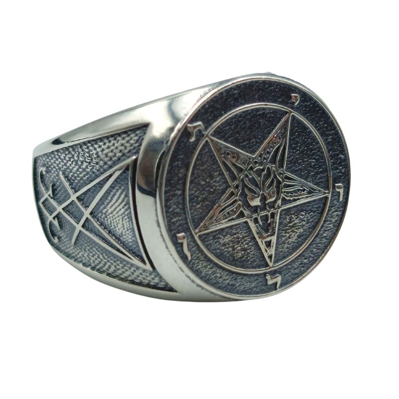 Baphomet Custom Signet Ring Occult Jewelry Goth rings Witchcraft jewelry Sterling silver