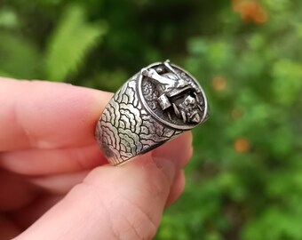 HIJONES Stainless Steel Samurai Style Ring For Men - Armor Design, Hypoallergenic, Sizes 8-13 - View #4
