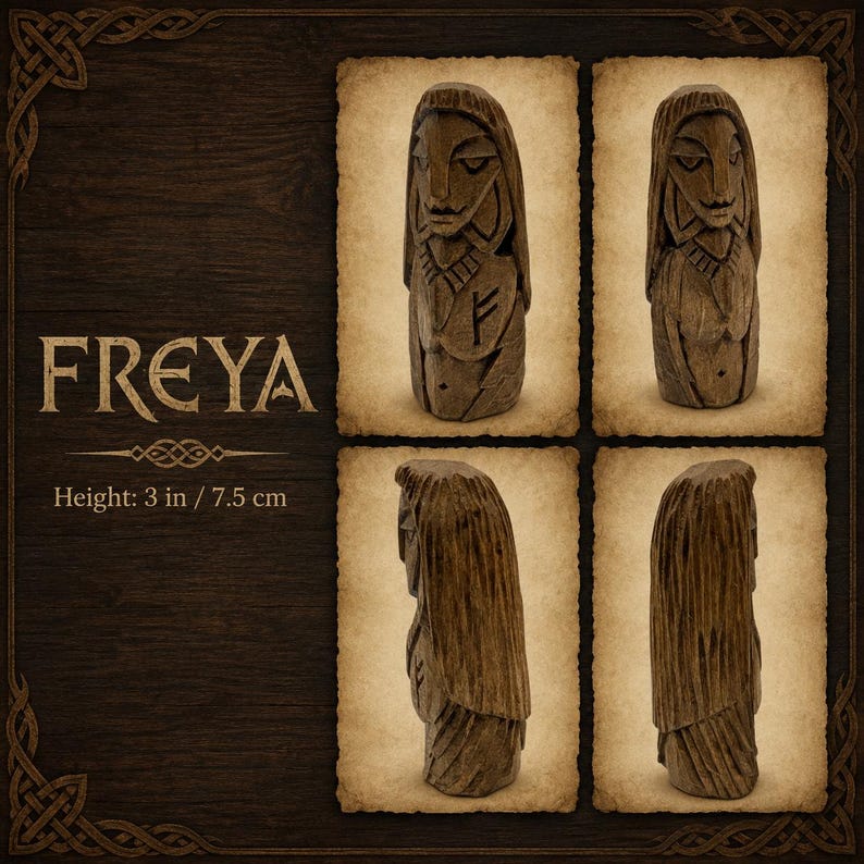 Norse Gods Wood carving Pagan Home Decor Asatru Viking gifts Nordic decor Altar table Freya