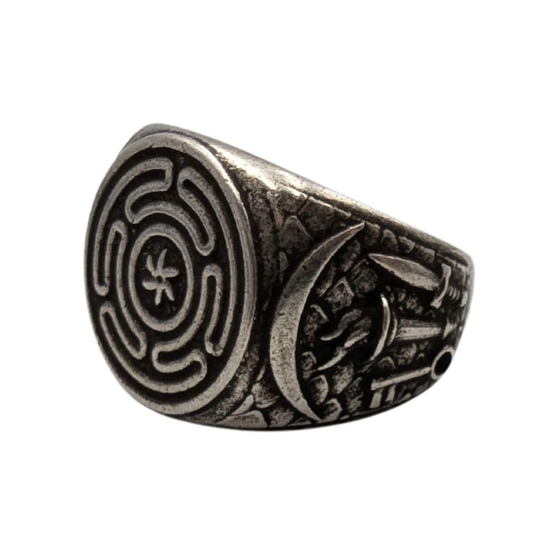 Hecate moon ring Witch rings Greek Goddess Pagan ring Gothic jewelry Silver-plated bronze