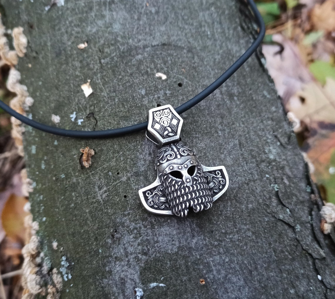 Viking warrior helmet pendant Norse necklace jewelry for men Etsy