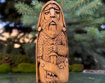 VIDAR wooden sculpture Norse Pagan gifts Viking decor Norse mythology