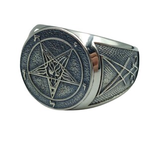 Baphomet Custom Signet Ring Occult Jewelry Goth rings Witchcraft jewelry image 8