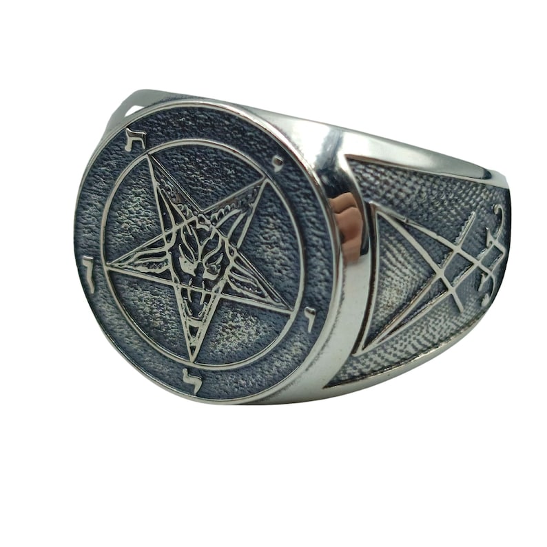 Baphomet Custom Signet Ring Occult Jewelry Goth rings Witchcraft jewelry image 8