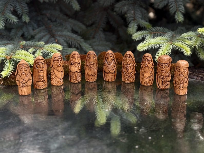 Norse Gods Wood carving Pagan Home Decor Asatru Viking gifts Nordic decor Altar table image 1