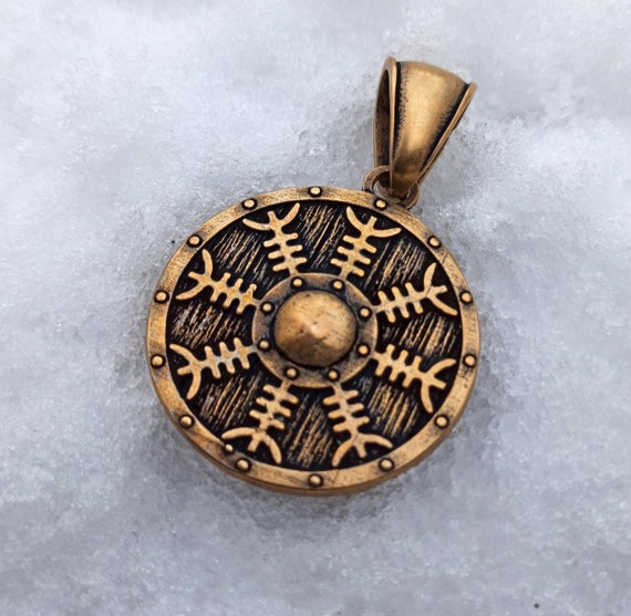Viking shield Helm of Awe pendant | Norse necklace
