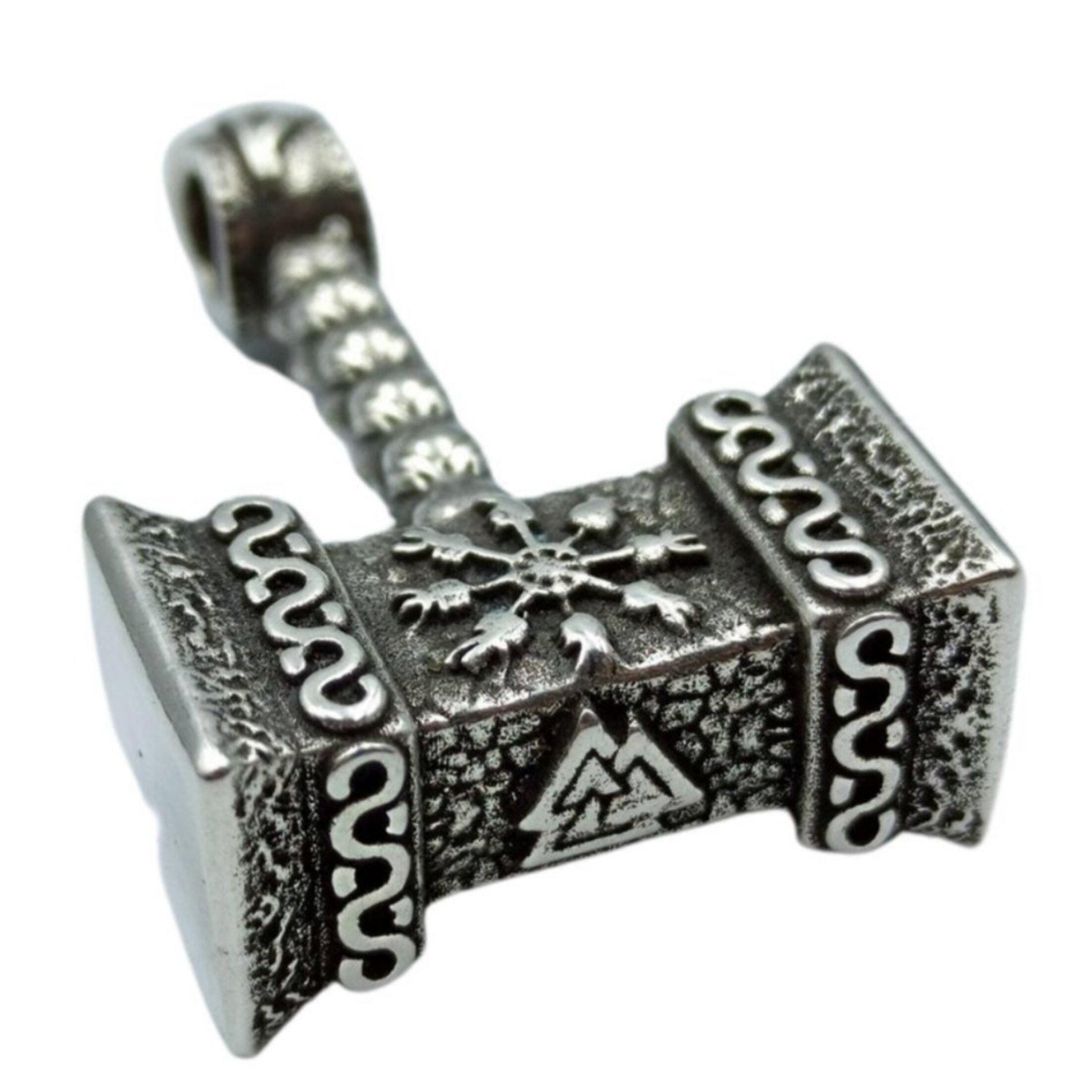XIXLES Collana Vichinga Mjolnir Nordica In Argento Sterling Con
