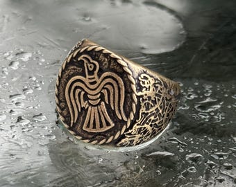 Raven Banner Signet Ring | Viking Jewelry for Men | Norse Style Ring