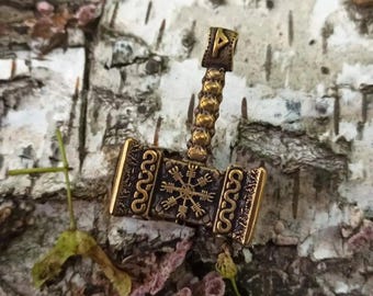 Mjolnir Viking Necklace: Thor Hammer, Valknut Nordic Pendant