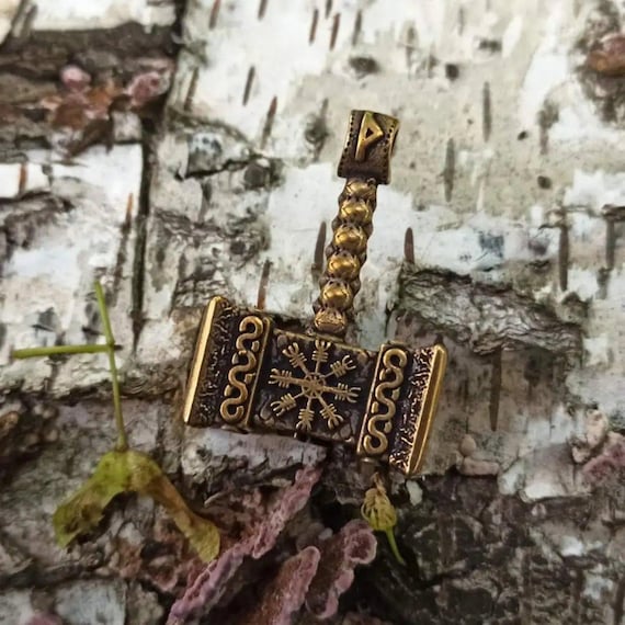 Collana con ciondolo martello di Thor Mjolnir ornata vichinga