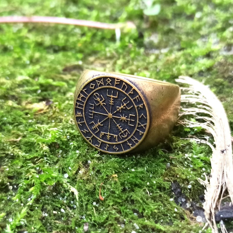 Viking Compass Vegvisir Ring Custom Norse Asatru Jewelry Etsy