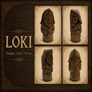 Norse Gods Wood carving Pagan Home Decor Asatru Viking gifts Nordic decor Altar table Loki