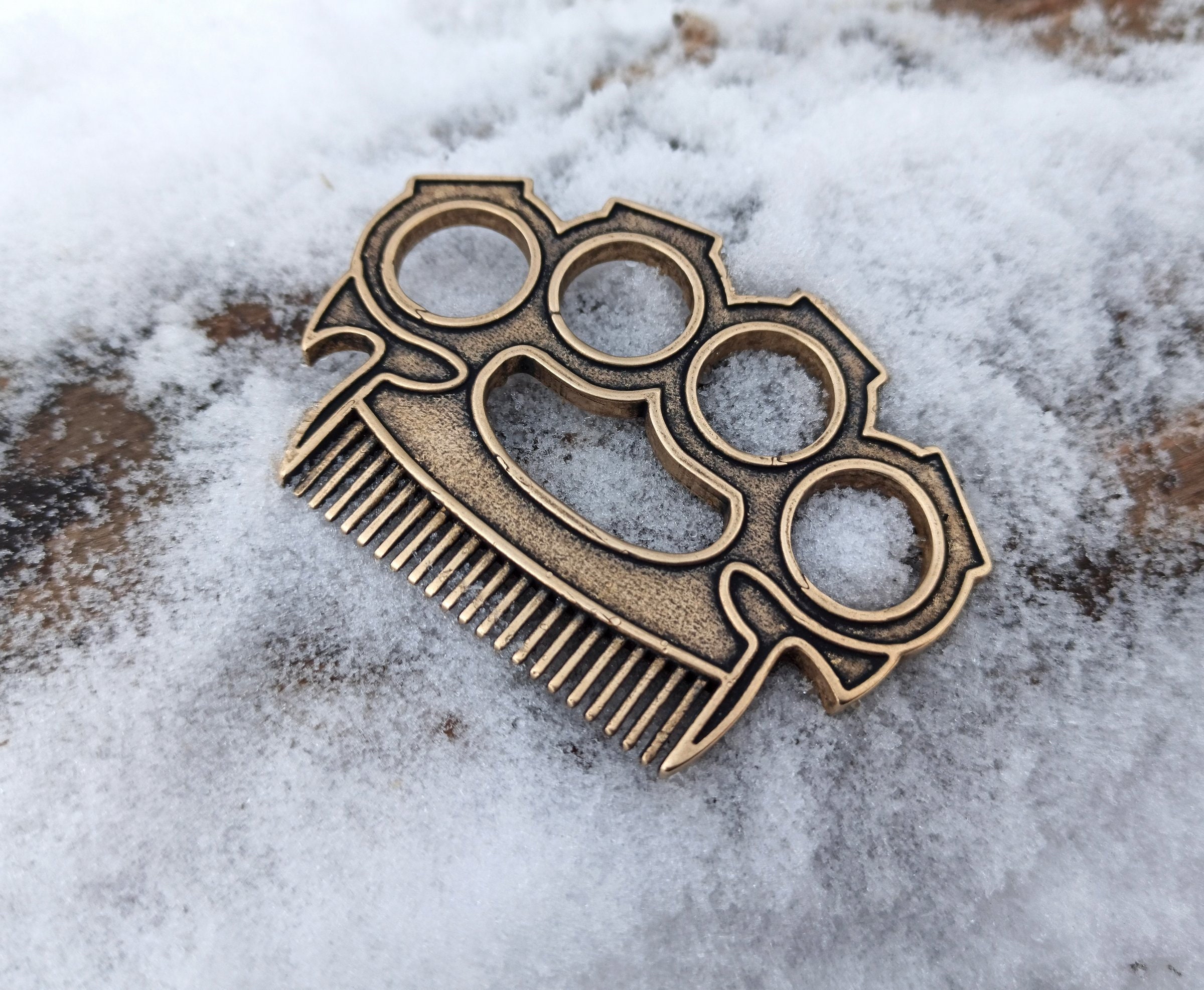 Brass knuckles beard mustache comb Custom metal comb care | Etsy