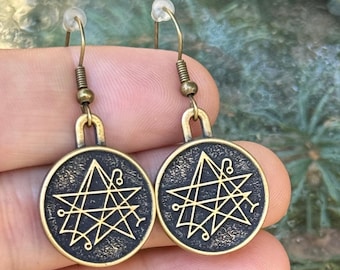 Necronomicon drop earrings for women Occult jewelry Goth gift Gothic jewelry