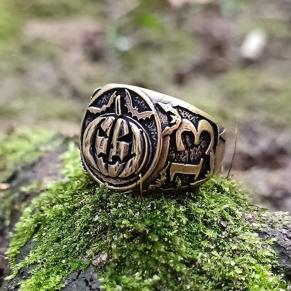 Halloween pumpkin ring witchy rings gothic spooky jewelry