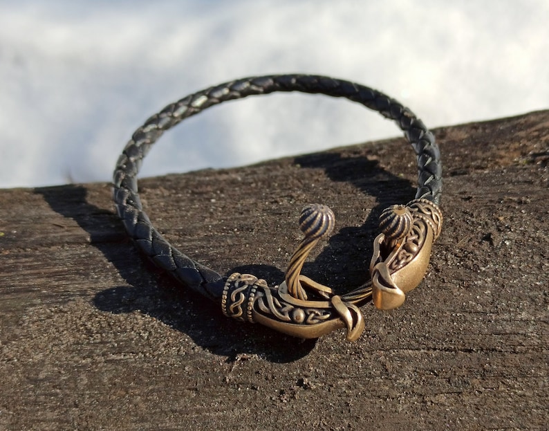 Norse Dragon Leather Bracelet Viking Jewelry Etsy